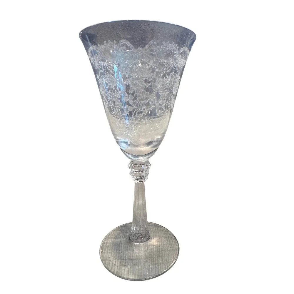 Fostoria Etched Crystal Wine Glass Clear